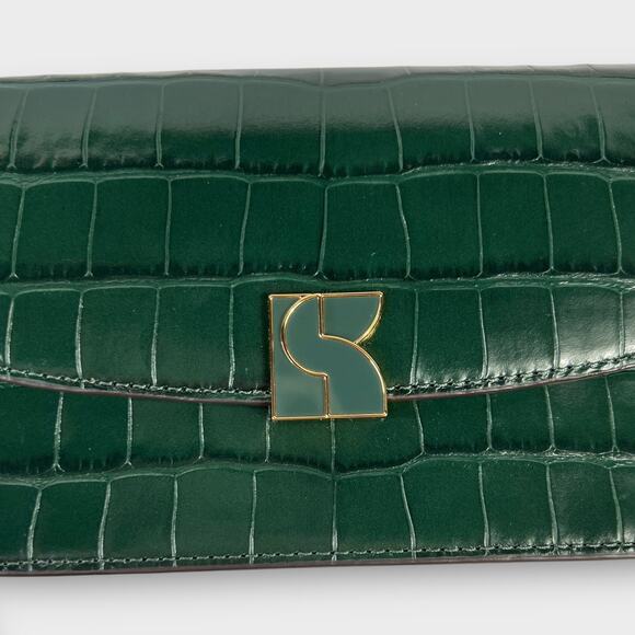 Kate Spade Dakota Croc-embossed Flap Wristlet in Rock Garden Green NEW - Picture 11 of 12
